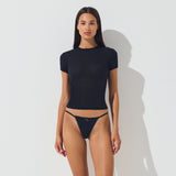 LIGHTWEIGHT COTTON LACE STRING THONG | SOOT TONAL
