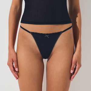 LIGHTWEIGHT COTTON LACE STRING THONG | SOOT TONAL