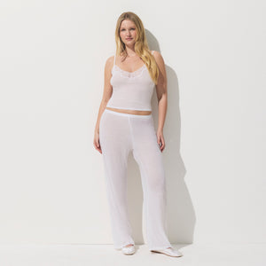 SHEER RIB LACE CAMI | SNOW