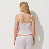 SHEER RIB LACE CAMI | SNOW