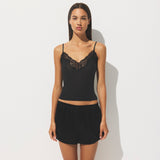 SHEER RIB LACE CAMI | SOOT