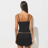 SHEER RIB LACE CAMI | SOOT