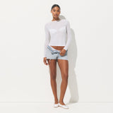 SHEER RIB LONG SLEEVE T-SHIRT | SNOW