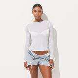 SHEER RIB LONG SLEEVE T-SHIRT | SNOW