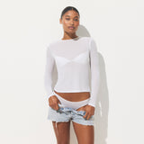 SHEER RIB LONG SLEEVE T-SHIRT | SNOW