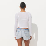 SHEER RIB LONG SLEEVE T-SHIRT | SNOW