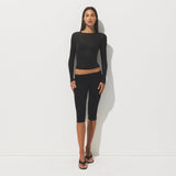 SHEER RIB LONG SLEEVE T-SHIRT | SOOT