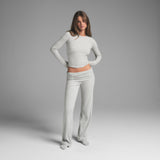 COTTON RIB LONG SLEEVE T-SHIRT | LIGHT HEATHER GREY