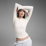 COTTON RIB LONG SLEEVE T-SHIRT | MARBLE
