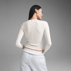 COTTON RIB LONG SLEEVE T-SHIRT | MARBLE