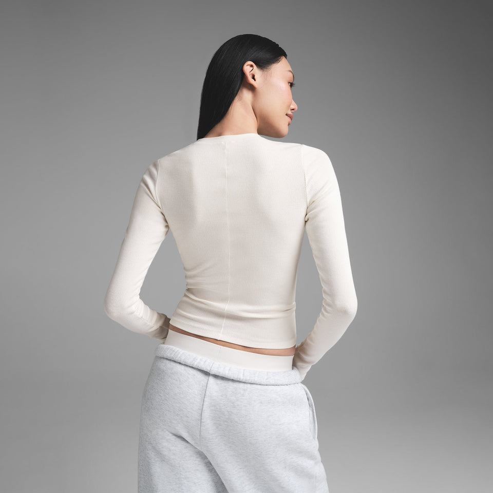 COTTON RIB LONG SLEEVE T-SHIRT | MARBLE
