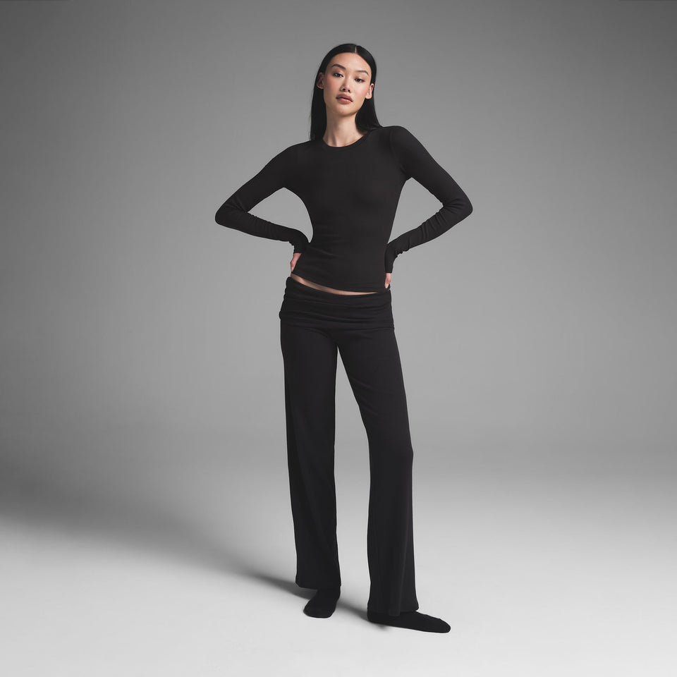 COTTON RIB LONG SLEEVE T-SHIRT | SOOT