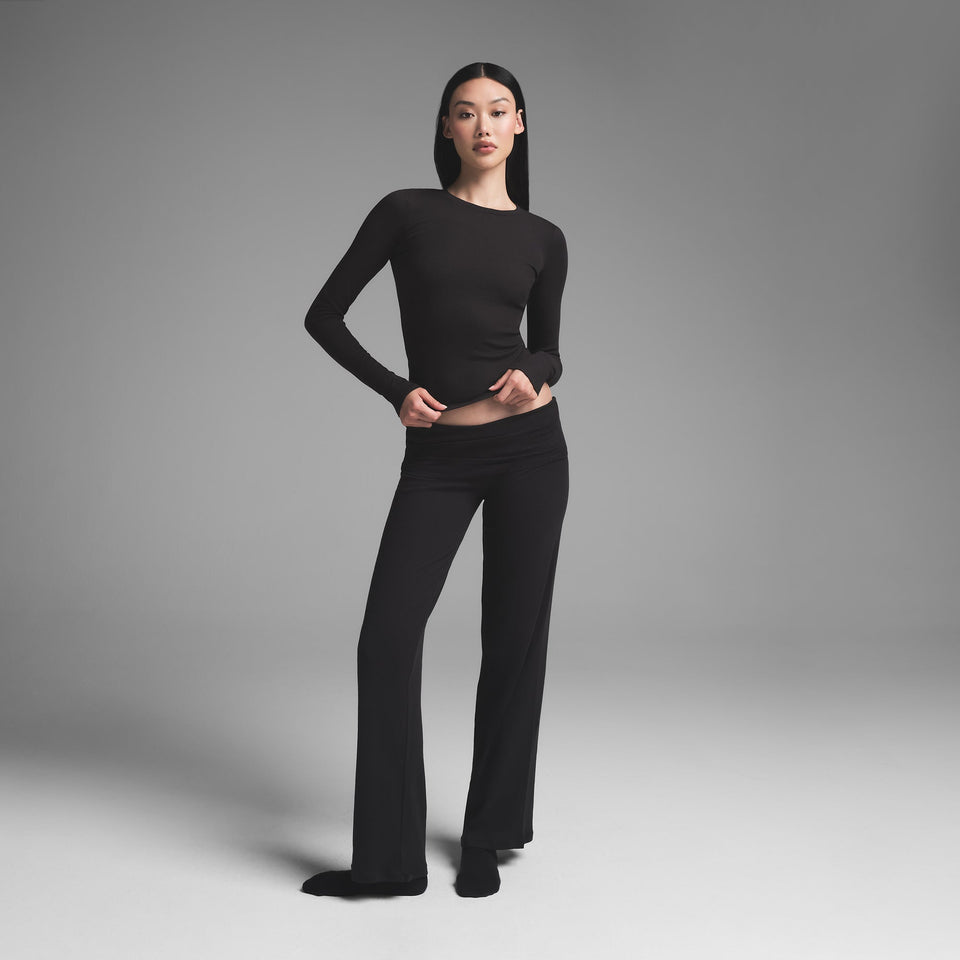 COTTON RIB LONG SLEEVE T-SHIRT | SOOT