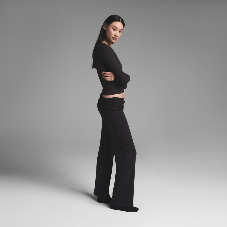 COTTON RIB LONG SLEEVE T-SHIRT | SOOT