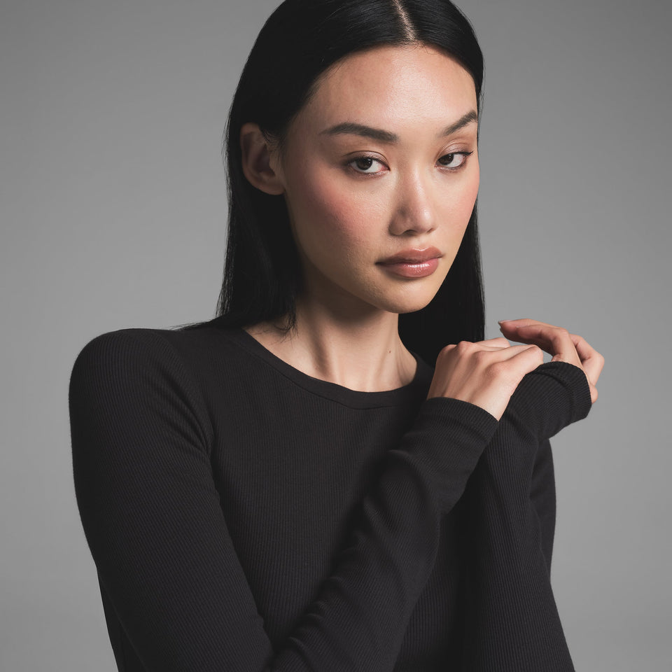 COTTON RIB LONG SLEEVE T-SHIRT | SOOT