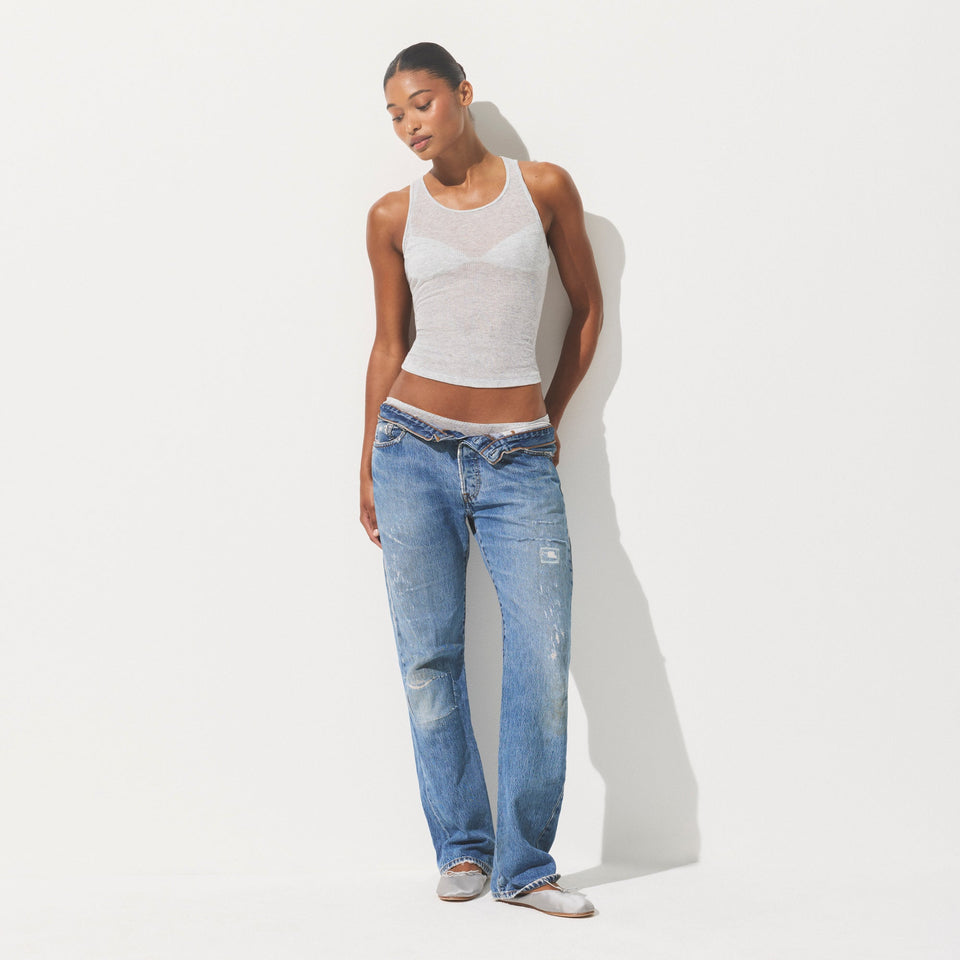 SHEER RIB CREWNECK TANK | LIGHT HEATHER GREY
