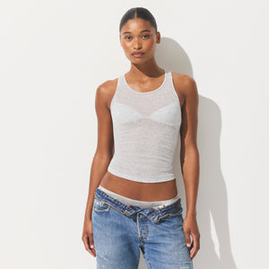 SHEER RIB CREWNECK TANK | LIGHT HEATHER GREY