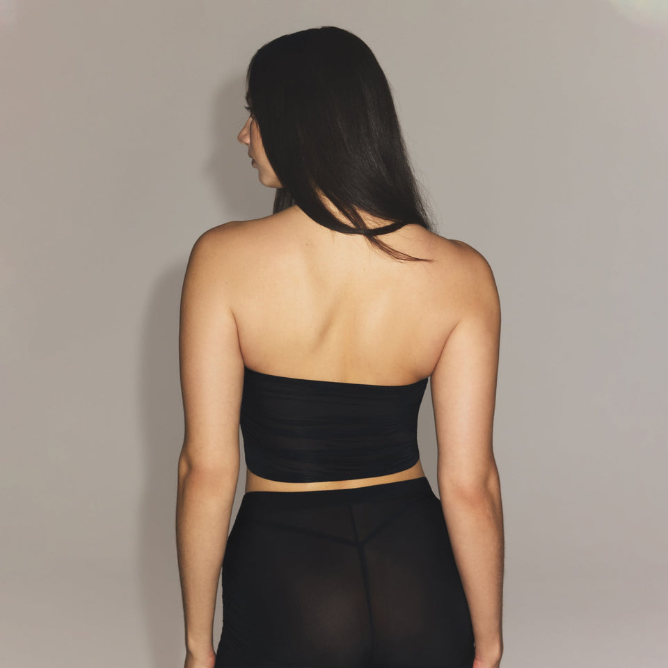 MILKY SHEER CROPPED TUBE TOP | OBSIDIAN