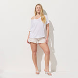 SHEER JERSEY V-NECK T-SHIRT | SNOW