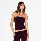 COTTON JERSEY TUBE TOP | CURRANT