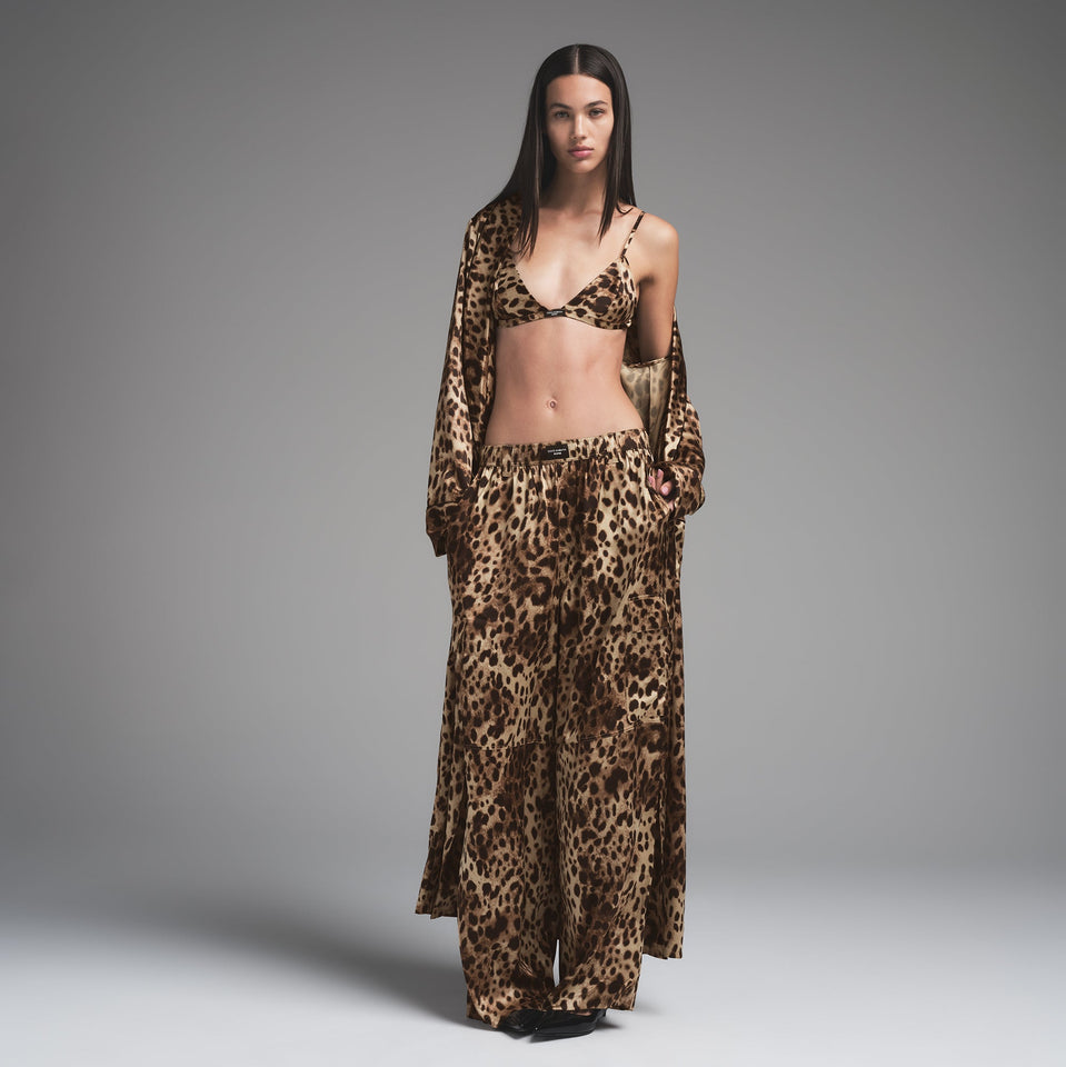 DOLCE&GABBANA X SKIMS SILK LONG ROBE | LEOPARD