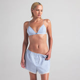 COTTON POPLIN TRIANGLE BRALETTE | CADET STRIPE
