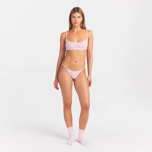 LIGHTWEIGHT COTTON POINTELLE LACE STRING THONG | BLOOM DAINTY FLORAL
