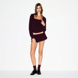 COTTON JERSEY ZIP UP HOODIE | CURRANT