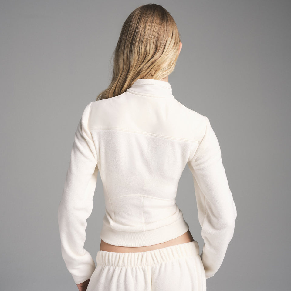 FLEECE LOUNGE FITTED JACKET | ECRU
