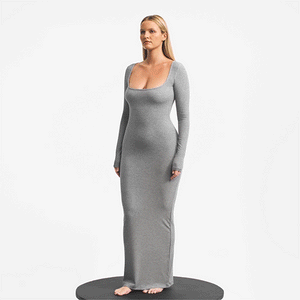 SOFT LOUNGE PETITE LONG SLEEVE DRESS | ONYX